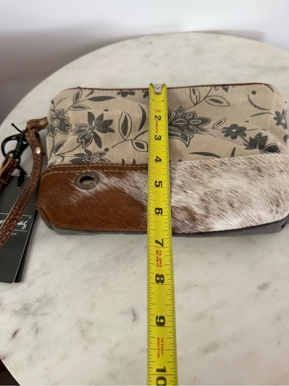 Myra Bags #1523 Floral, Canvas, Hairon/Leather 9.5